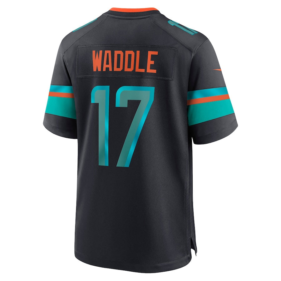 Elroe M.Dolphins #17 Jaylen Waddle Player Blue Rivalries Collection Game Stitched Jersey