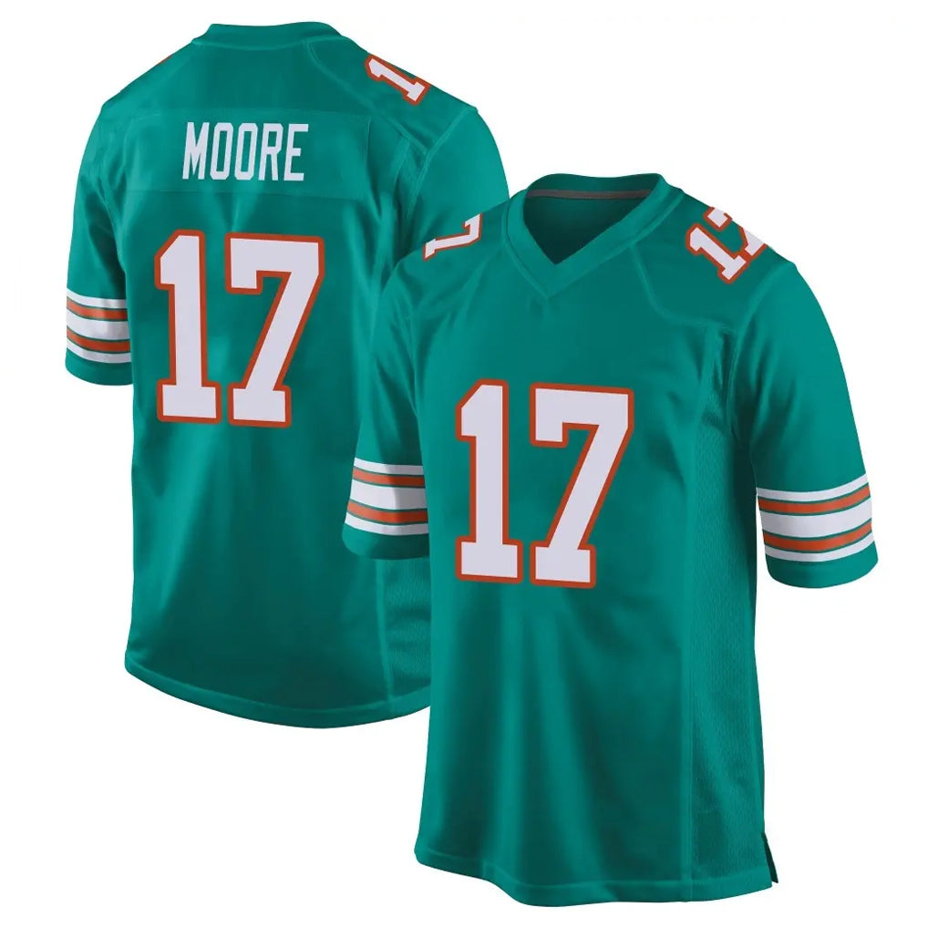 Elroe M.Dolphins #17 Trey Moore Player Aqua Alternate Home Game Stitched Jerseys