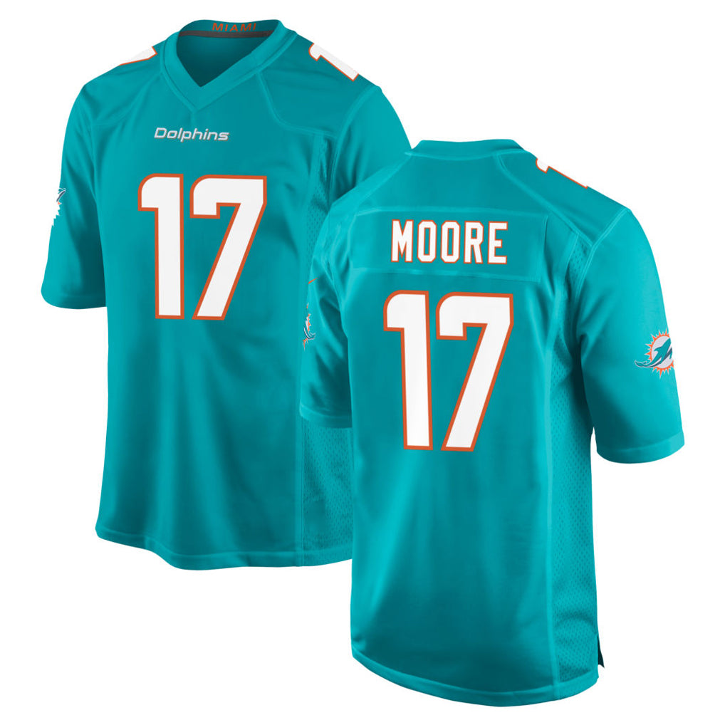 Elroe M.Dolphins #17 Trey Moore Player Aqua Home Game Stitched Jerseys
