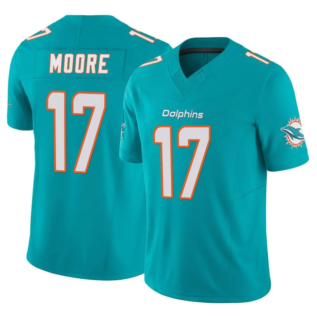 Elroe M.Dolphins #17 Trey Moore Player Aqua Limited Vapor F.U.S.E. Home Game Stitched Jerseys