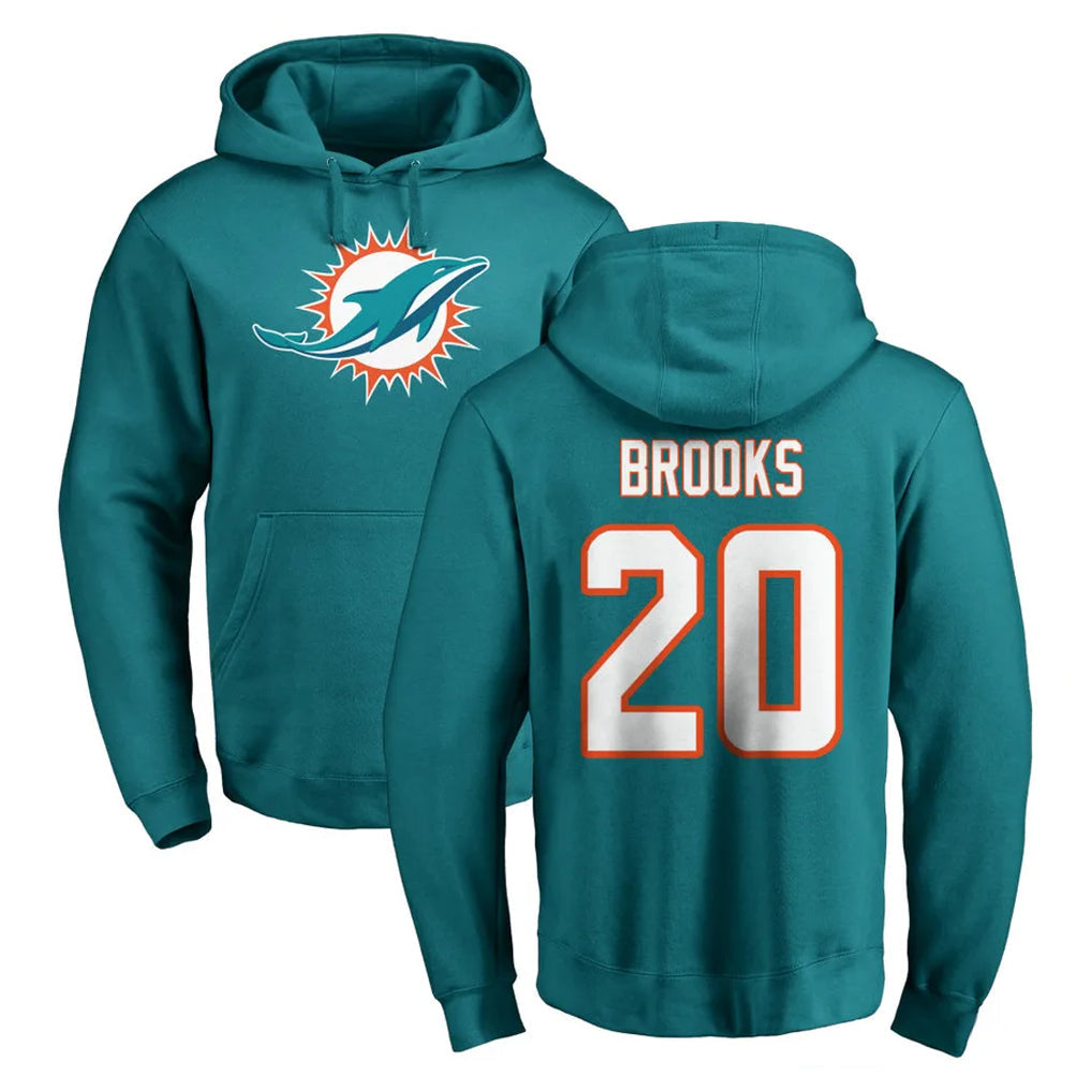 Elroe M.Dolphins #20 Jordyn Brooks Player Aqua LOGO Pullover Hoodies Limited Stitched Jerseys