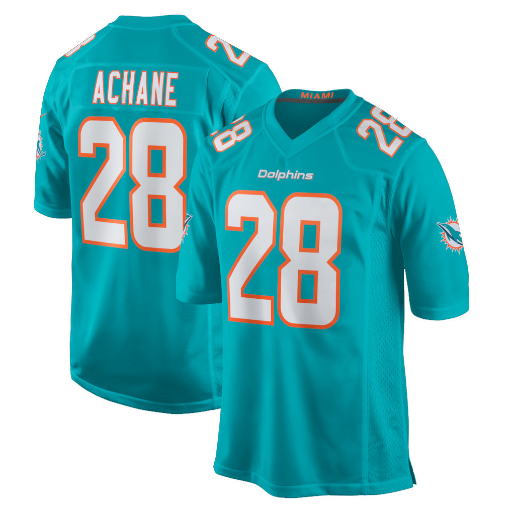 Elroe M.Dolphins #28 De'Von Achane Player Aqua Home Game Stitched Jerseys