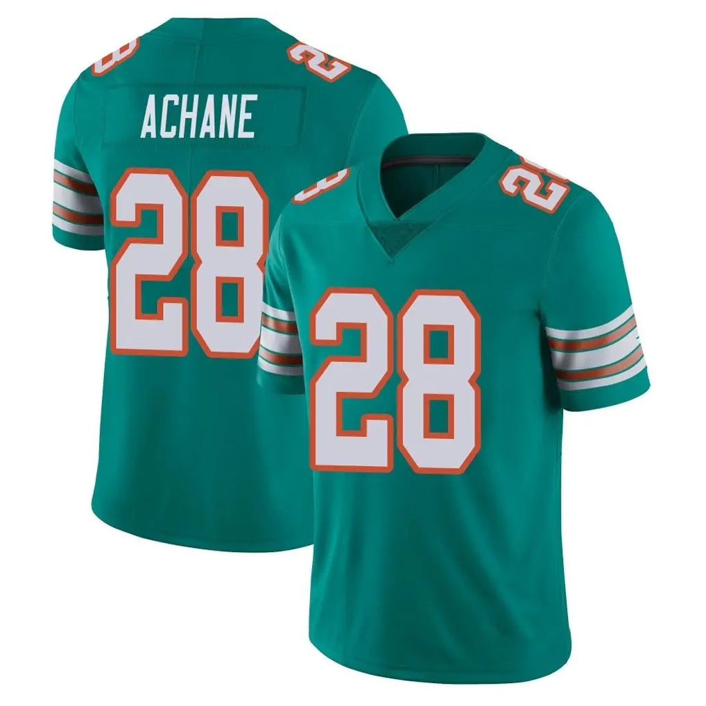 Elroe M.Dolphins #28 De'Von Achane Player Aqua Limited Alternate Vapor Untouchable Home Game Stitched Jerseys