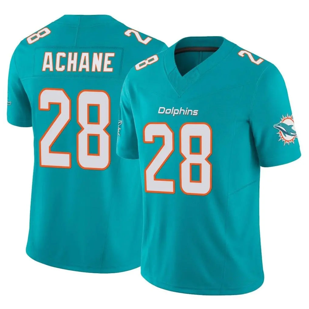 Elroe M.Dolphins #28 De'Von Achane Player Aqua Limited Vapor F.U.S.E. Home Game Stitched Jerseys