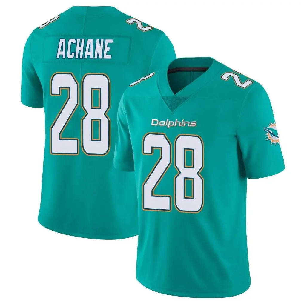 Elroe M.Dolphins #28 De'Von Achane Player Aqua Limited Vapor Untouchable Home Game Stitched Jerseys