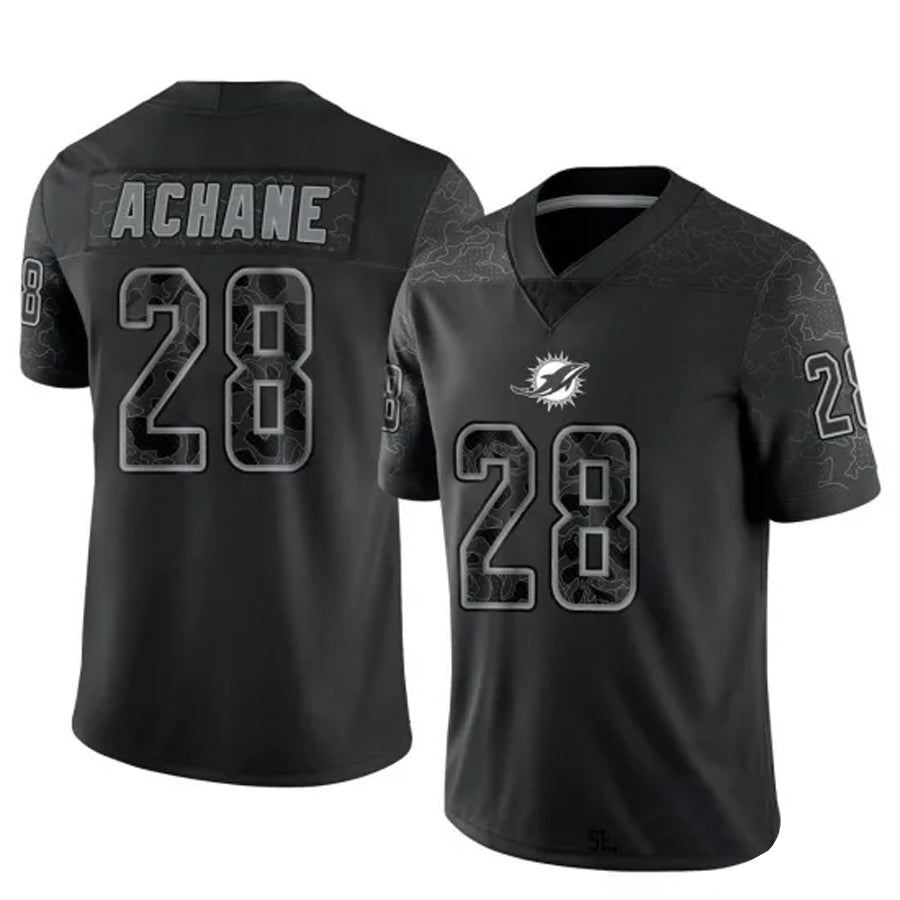 Elroe M.Dolphins #28 De?¡¥Von Achane Player Black RFLCTV Limited Stitched Jerseys