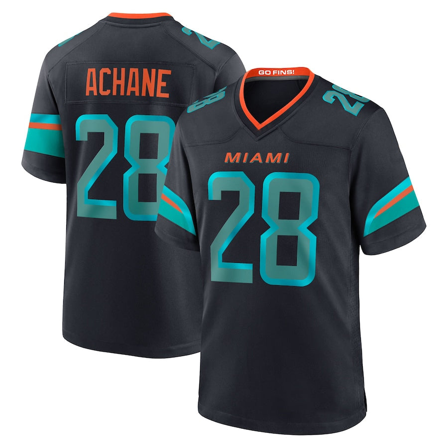 Elroe M.Dolphins #28 De?¡¥Von Achane Player Blue Rivalries Collection Game Stitched Jerseys