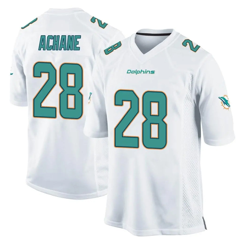 Elroe M.Dolphins #28 De'Von Achane Player White Home Game Stitched Jerseys
