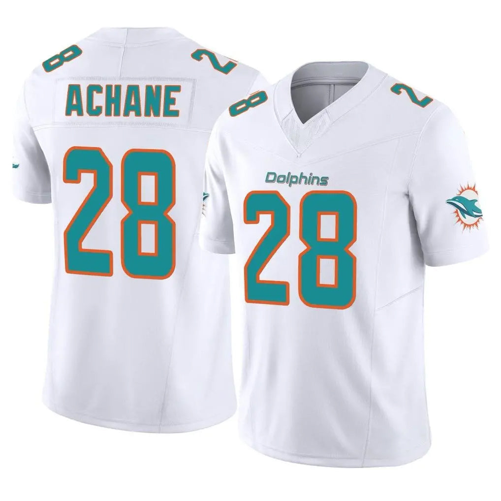 Elroe M.Dolphins #28 De'Von Achane Player White Limited Vapor F.U.S.E. Home Game Stitched Jerseys