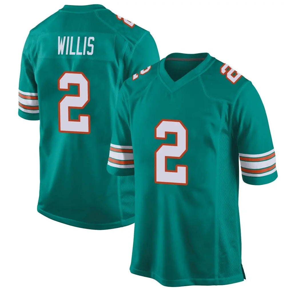 Elroe M.Dolphins #2 Malik Willis Player Aqua Alternate Home Game Stitched Jerseys
