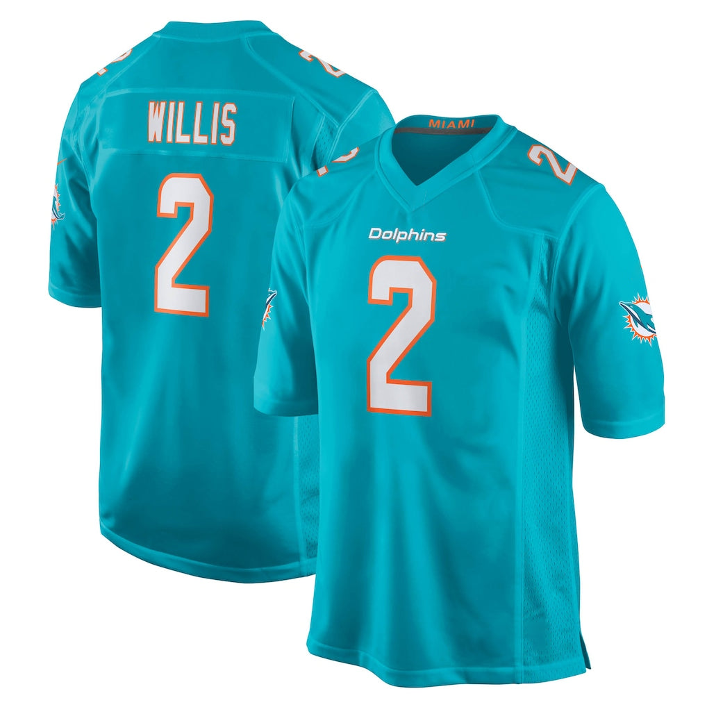 Elroe M.Dolphins #2 Malik Willis Player Aqua Home Game Stitched Jerseys
