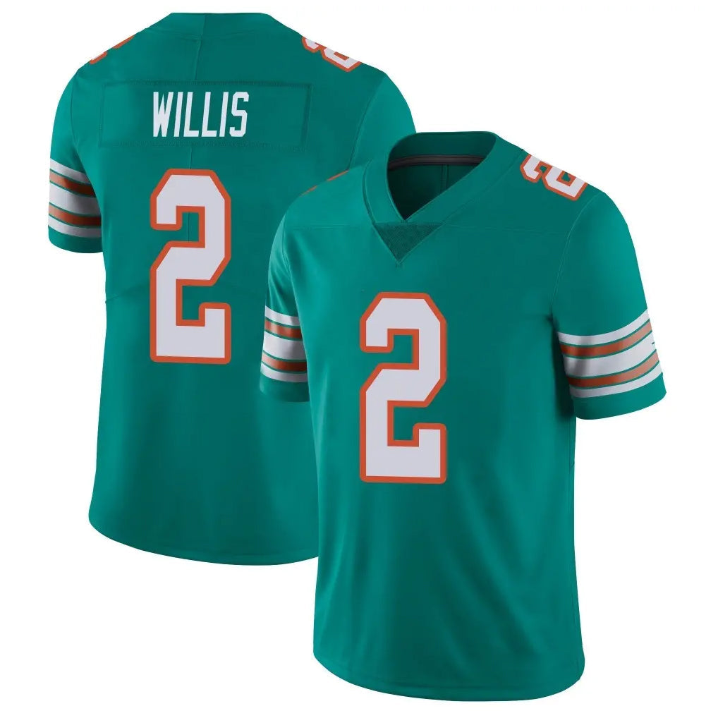 Elroe M.Dolphins #2 Malik Willis Player Aqua Limited Alternate Vapor Untouchable Home Game Stitched Jerseys