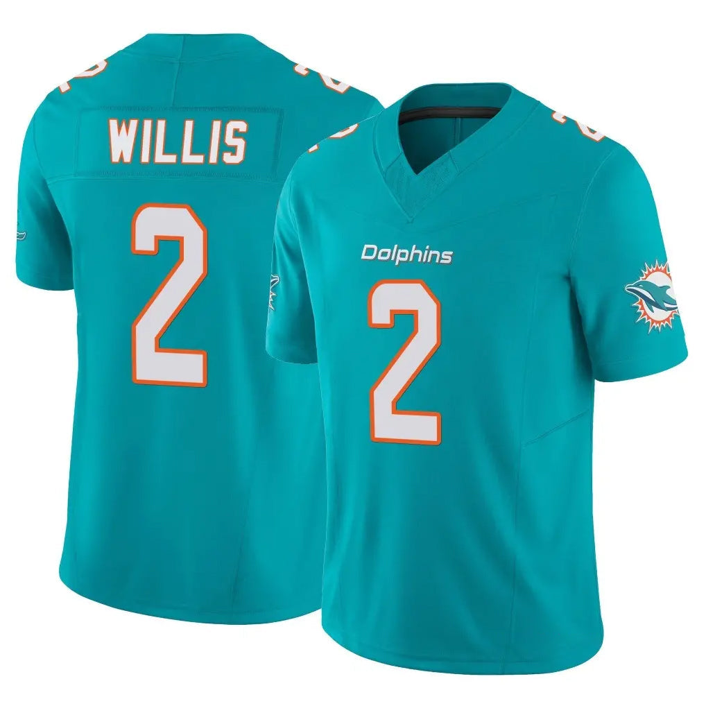 Elroe M.Dolphins #2 Malik Willis Player Aqua Limited Vapor F.U.S.E. Home Game Stitched Jerseys