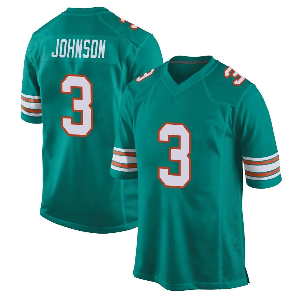 Elroe M.Dolphins #3 Chris Johnson Player Aqua Alternate Home Game Stitched Jerseys