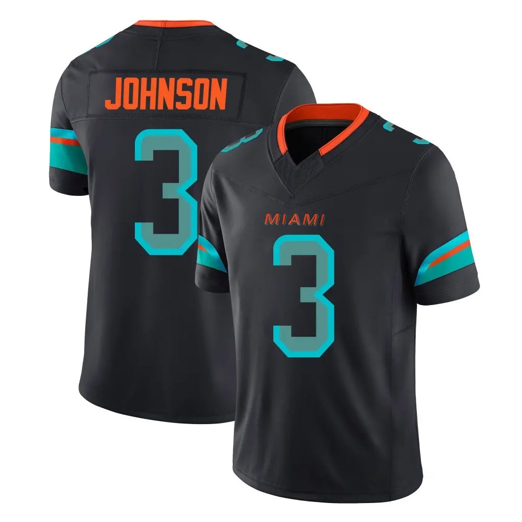 Elroe M.Dolphins #3 Chris Johnson Player Black Limited Pitch Rivalries Collection Home Game Stitched Jerseys