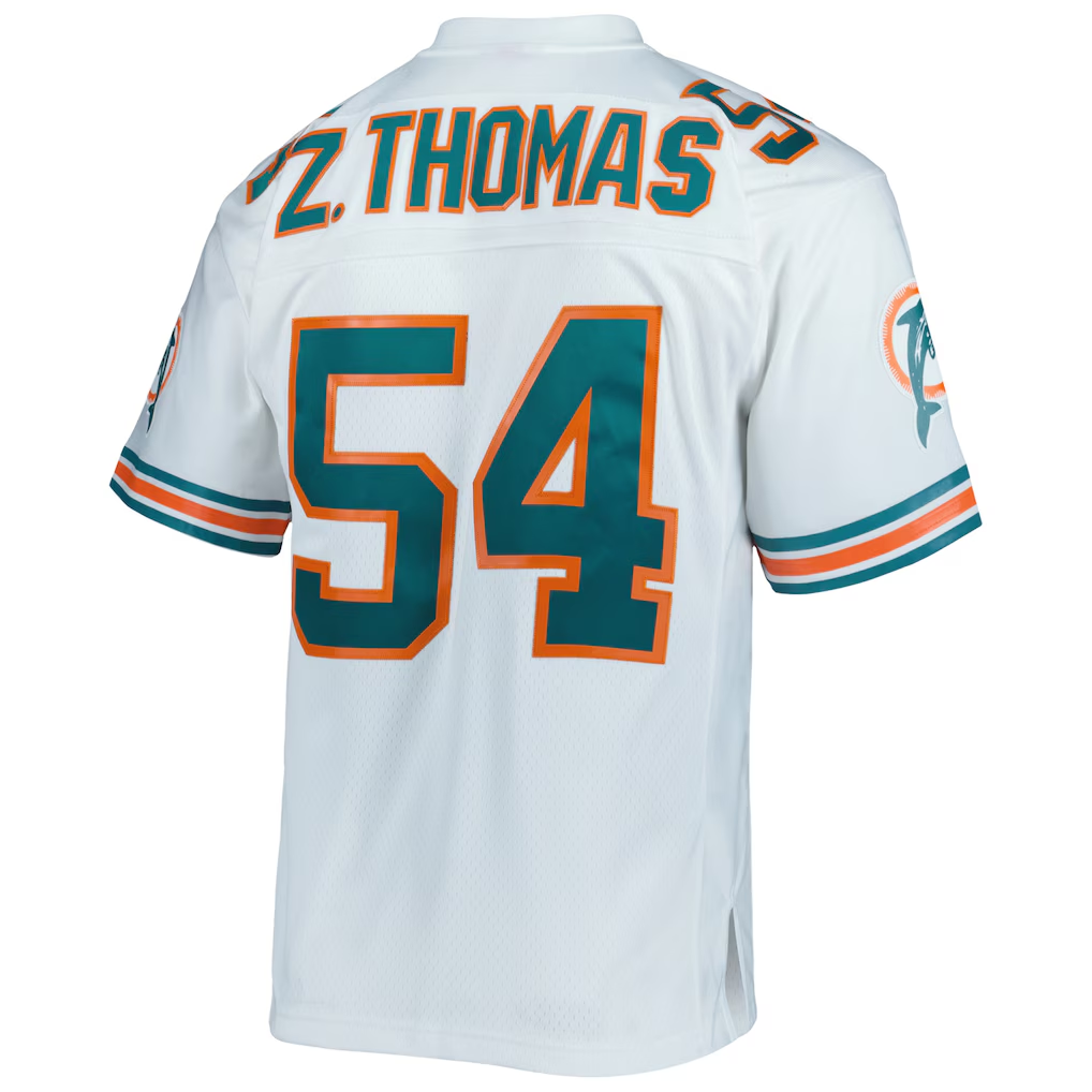 Elroe M.Dolphins #54 Zach Thomas Mitchell & Ness White Legacy Replica Jersey Stitched Puhic