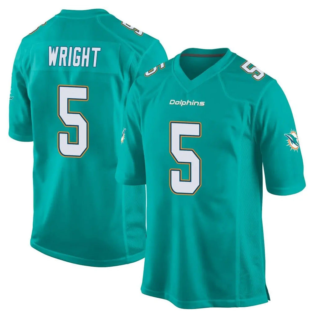 Elroe M.Dolphins #5 Jaylen Wright Player Aqua Team Color Home Game Stitched Jerseys
