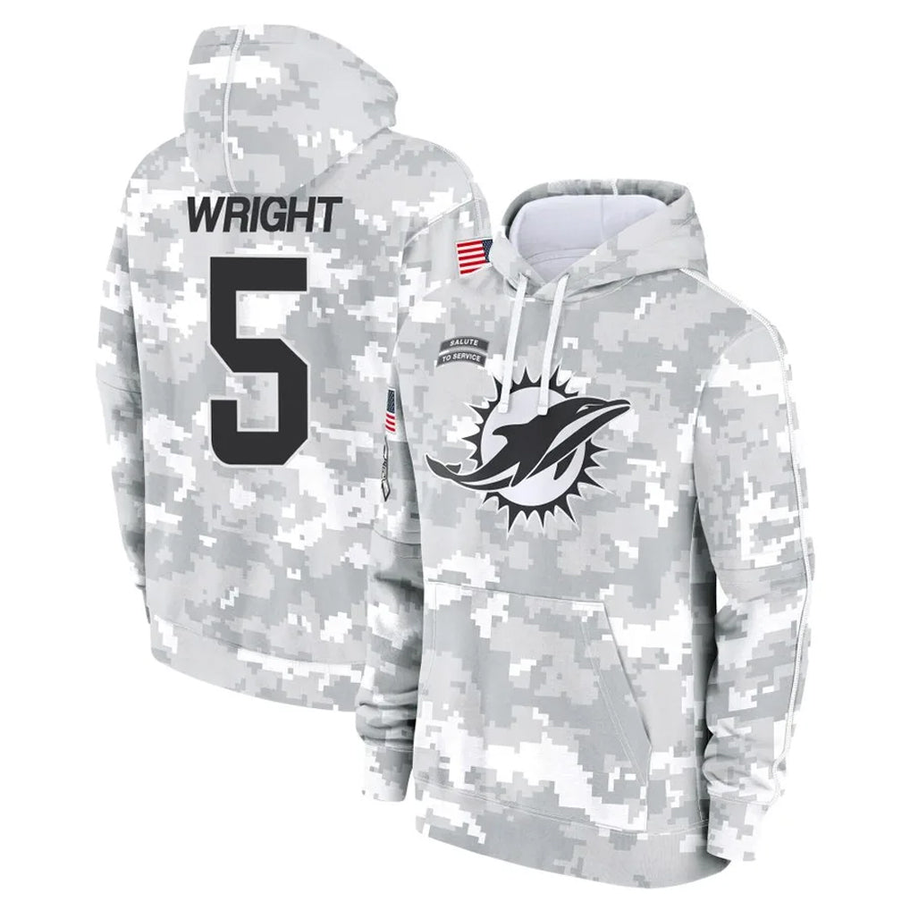 Elroe M.Dolphins #5 Jaylen Wright Player Arctic Camo Salute to Service Hoodies Limited Game Stitched Jerseys