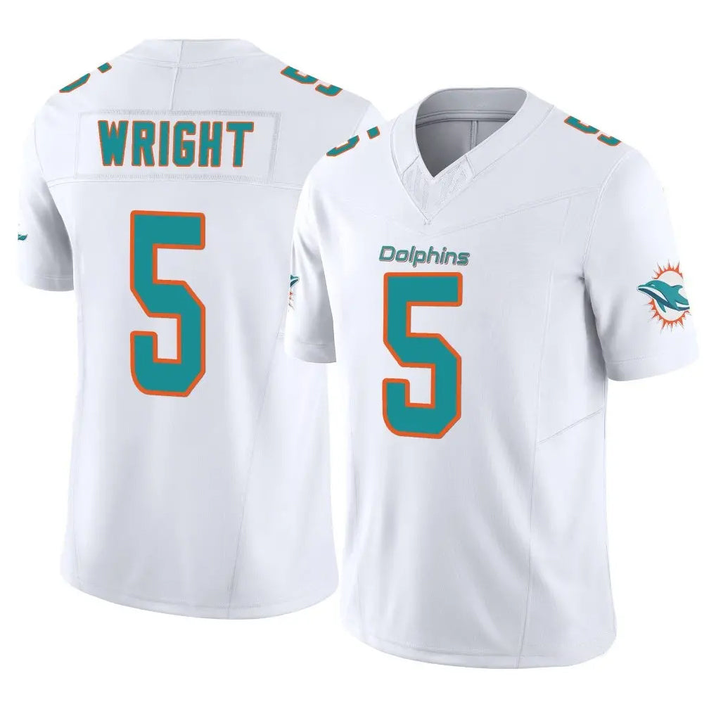 Elroe M.Dolphins #5 Jaylen Wright Player White Limited Vapor F.U.S.E. Home Game Stitched Jerseys