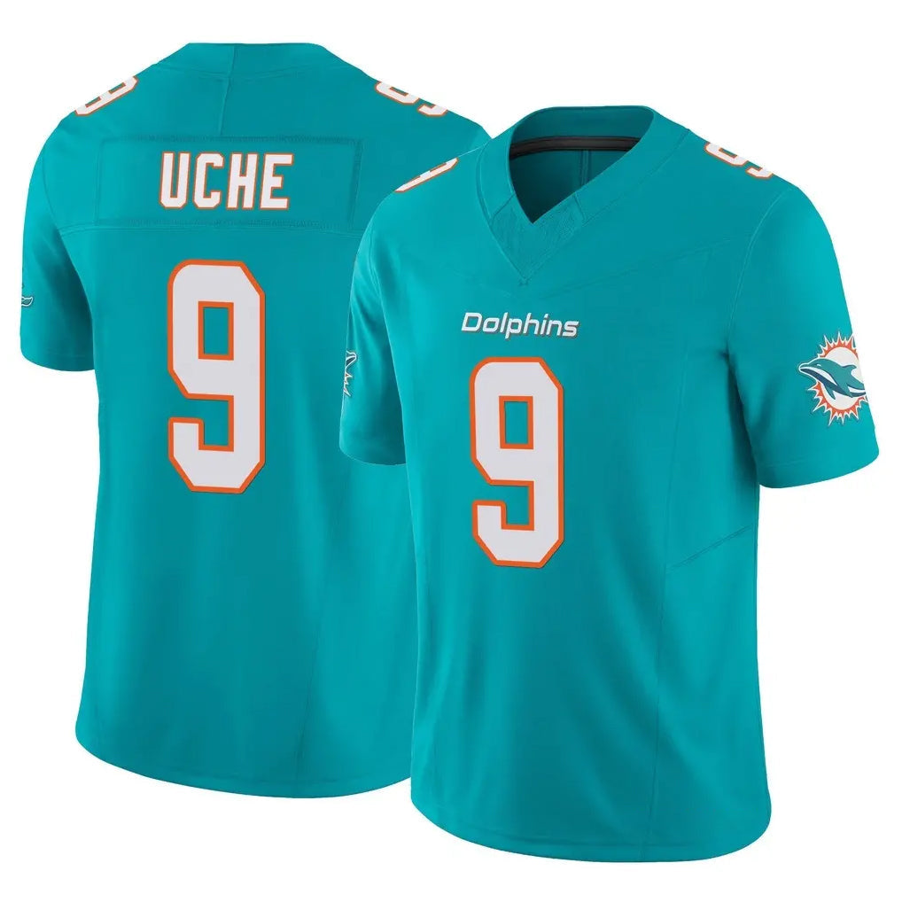 Elroe M.Dolphins #9 Joshua Uche Player Aqua Limited Vapor F.U.S.E. Home Game Stitched Jerseys