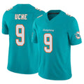 Elroe M.Dolphins #9 Joshua Uche Player Aqua Limited Vapor F.U.S.E. Home Game Stitched Jerseys
