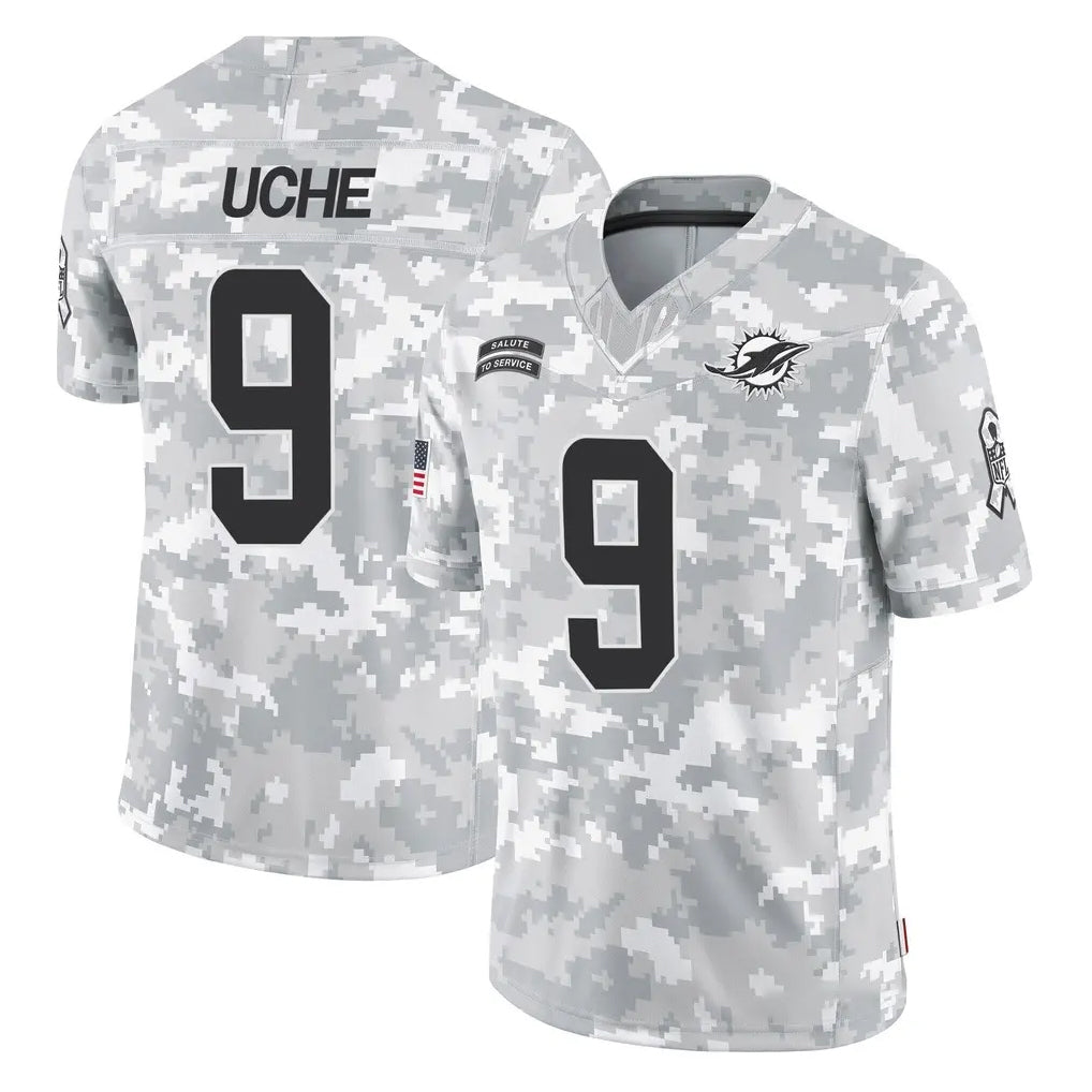 Elroe M.Dolphins #9 Joshua Uche Player Arctic Camo Salute To Service Limited Game Stitched Jerseys