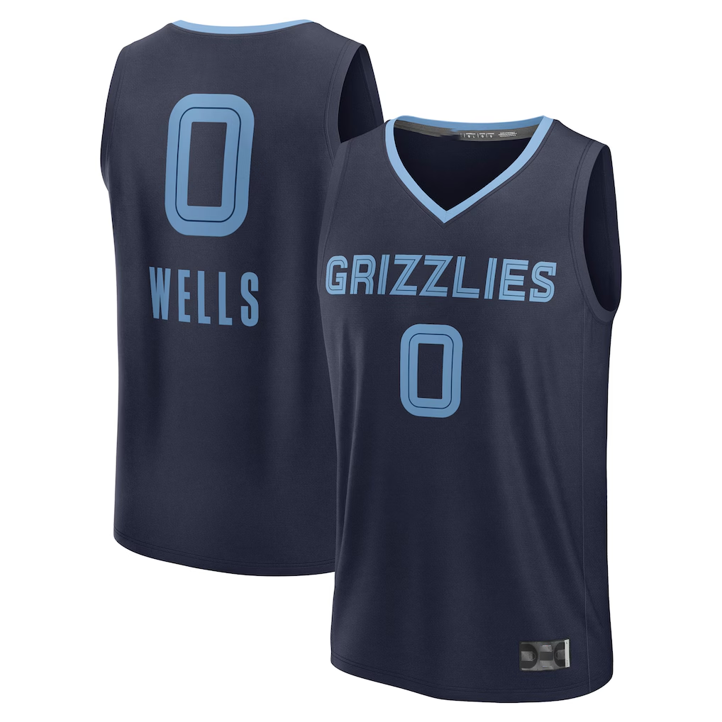 Elroe M.Grizzlies #0 Jaylen Wells Navy Fast Break Replica Player Stitched Jerseys- Icon Edition