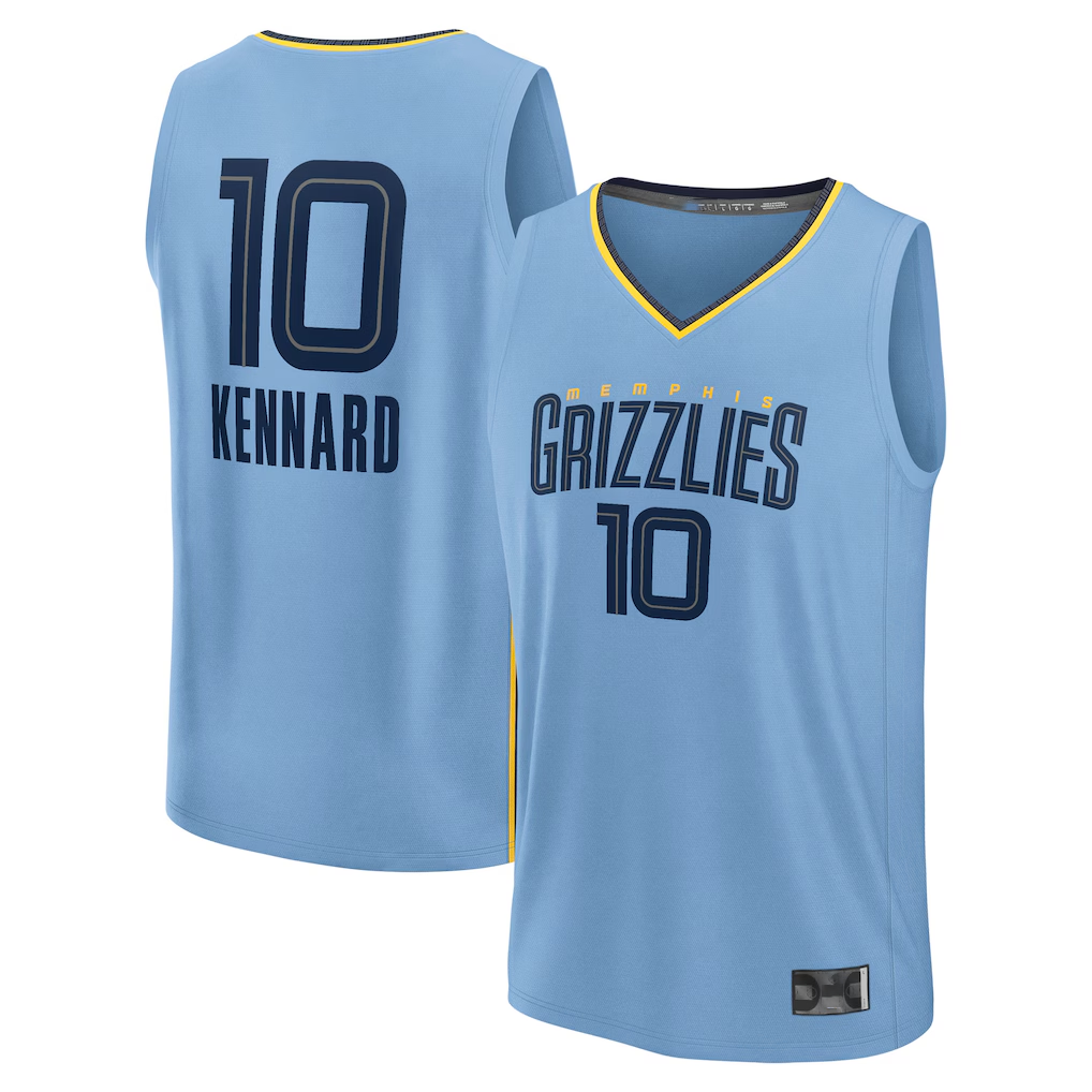 Elroe M.Grizzlies #10 Luke Kennard Light Blue Fast Break Replica Player Stitched Jerseys- Statement Edition