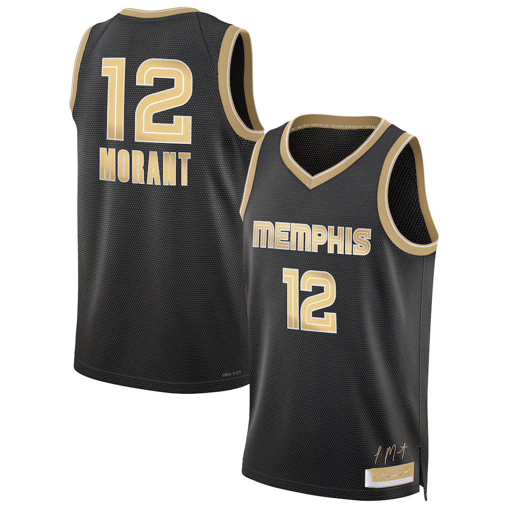 Elroe M.Grizzlies #12 Ja Morant Black Select Series Swingman Stitched Jerseys