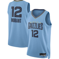 Elroe M.Grizzlies #12 Ja Morant Jordan Brand Light Blue Swingman Stitched Jerseys- Statement Edition
