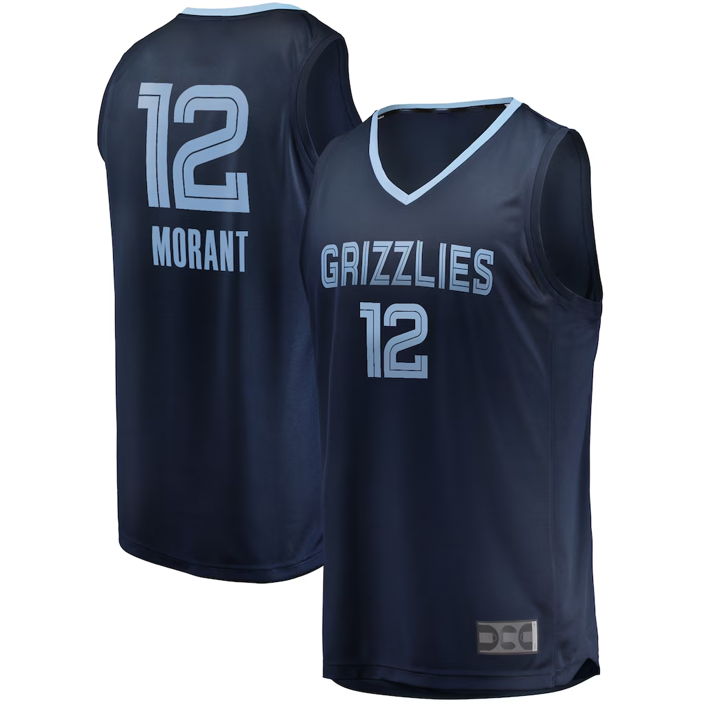 Elroe M.Grizzlies #12 Ja Morant Navy Big & Tall Fast Break Player Stitched Jerseys- Icon Edition