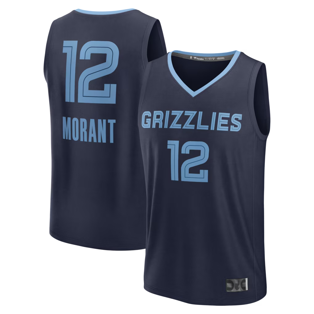 Elroe M.Grizzlies #12 Ja Morant Navy Fast Break Replica Player Stitched Jerseys- Icon Edition