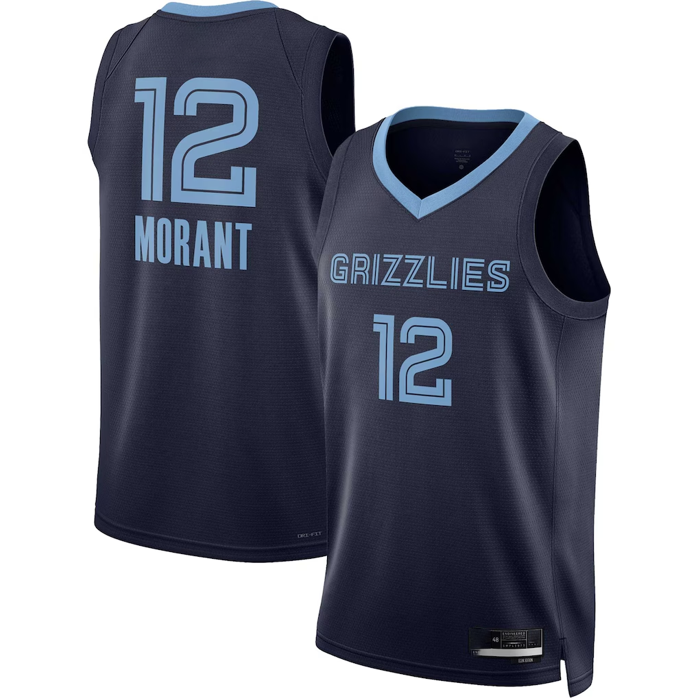 Elroe M.Grizzlies #12 Ja Morant Navy Swingman Stitched Jerseys- Icon Edition