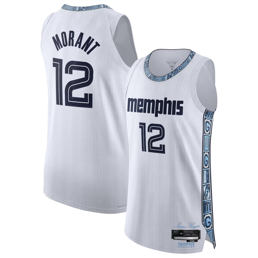 Elroe M.Grizzlies #12 Ja Morant White 2025-2026 Authentic Stitched Jerseys- City Edition