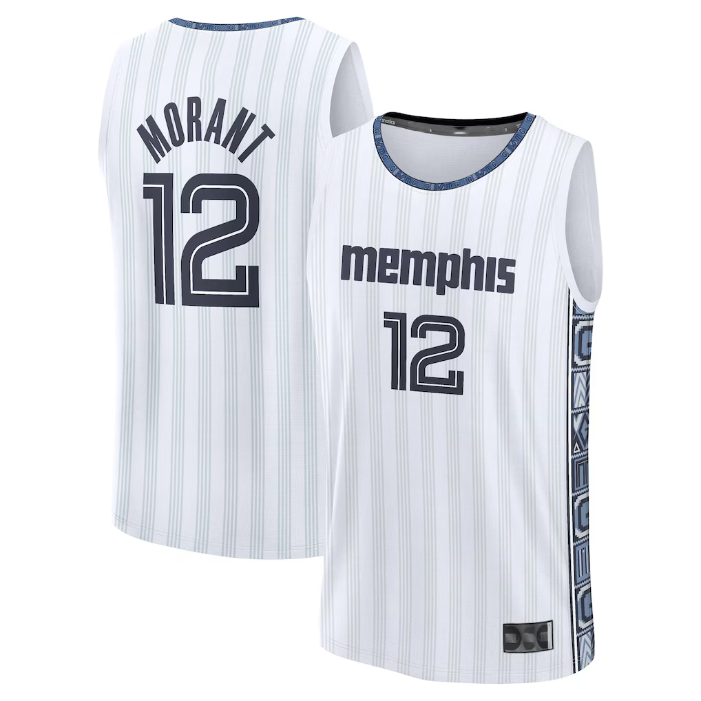 Elroe M.Grizzlies #12 Ja Morant White 2025-2026 City Edition Fast Break Stitched Jerseys