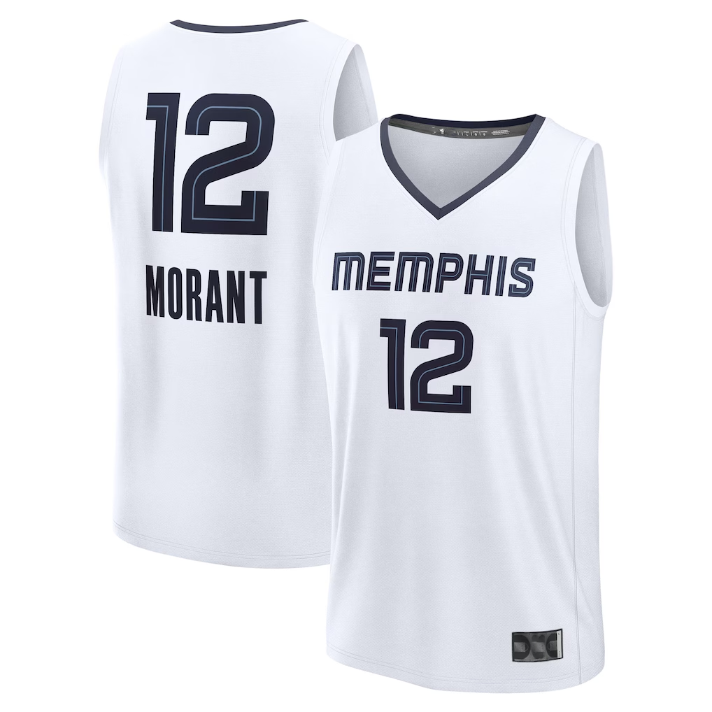 Elroe M.Grizzlies #12 Ja Morant White Fast Break Replica Player Stitched Jerseys- Association Edition