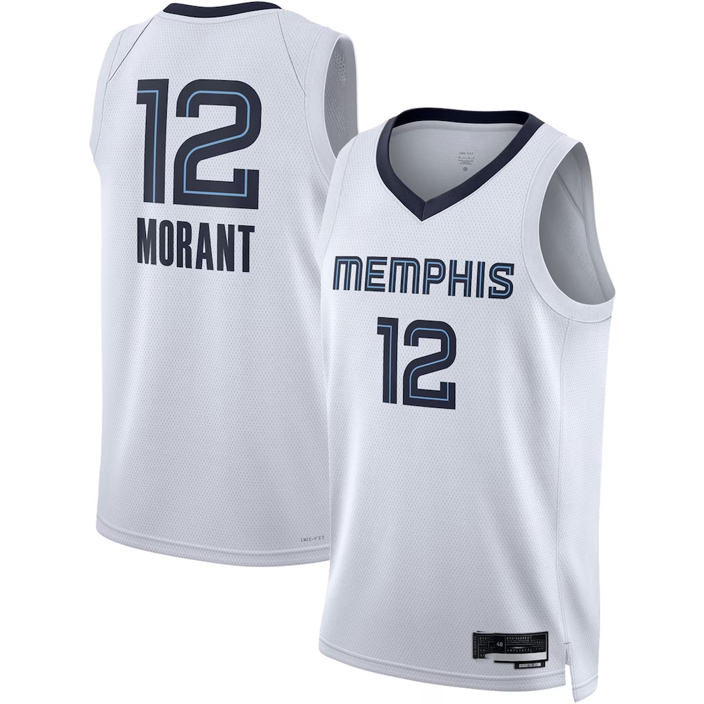 Elroe M.Grizzlies #12 Ja Morant White Swingman Stitched Jerseys- Association Edition