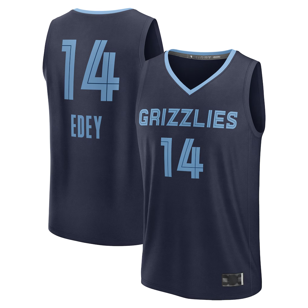 Elroe M.Grizzlies #14 Zach Edey Navy Draft Fast Break Player Stitched Jerseys- Icon Edition