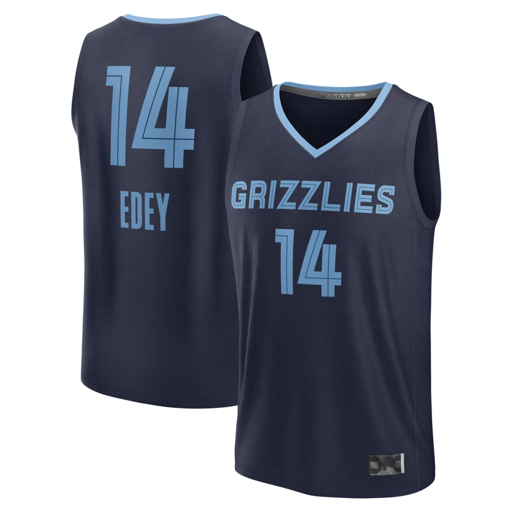 Elroe M.Grizzlies #14 Zach Edey Navy Fast Break Replica Stitched Jerseys- Icon Edition