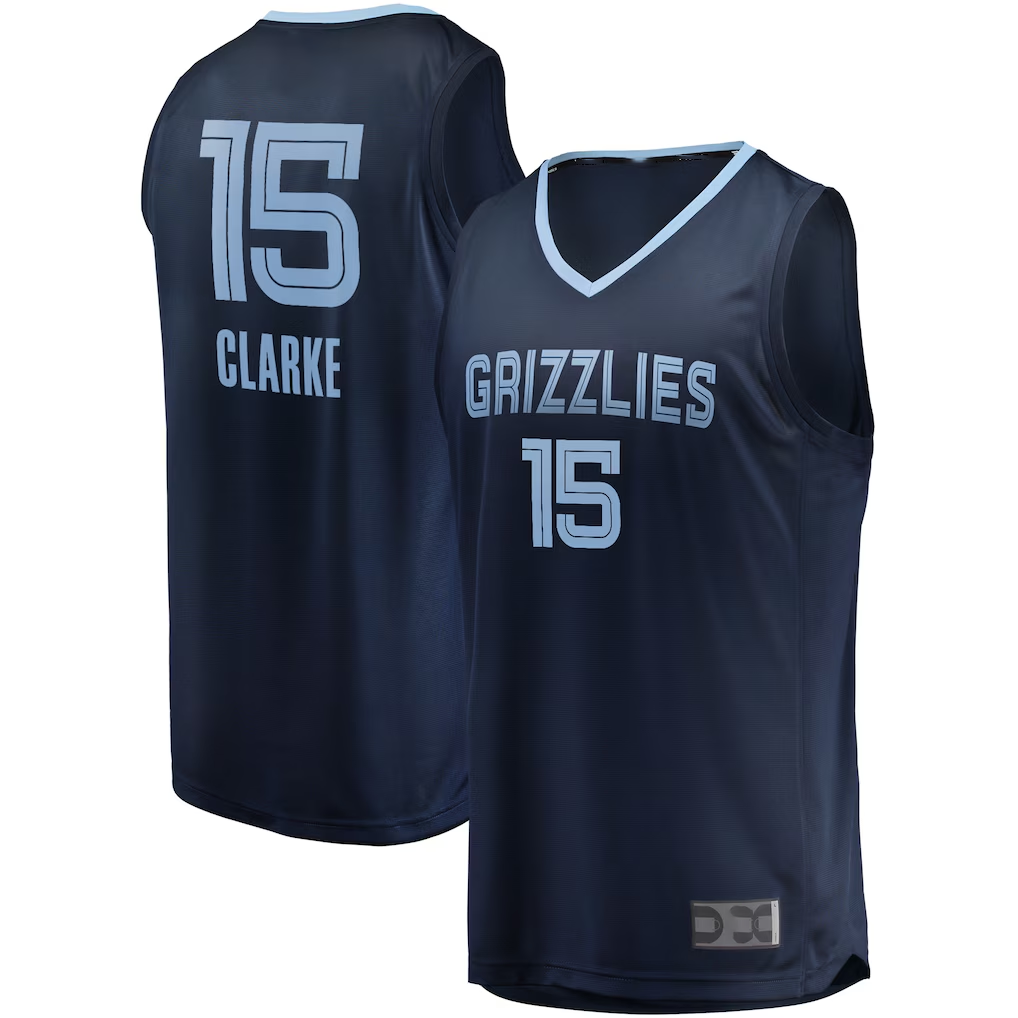 Elroe M.Grizzlies #15 Brandon Clarke Navy Fast Break Replica Stitched Jerseys- Icon Edition