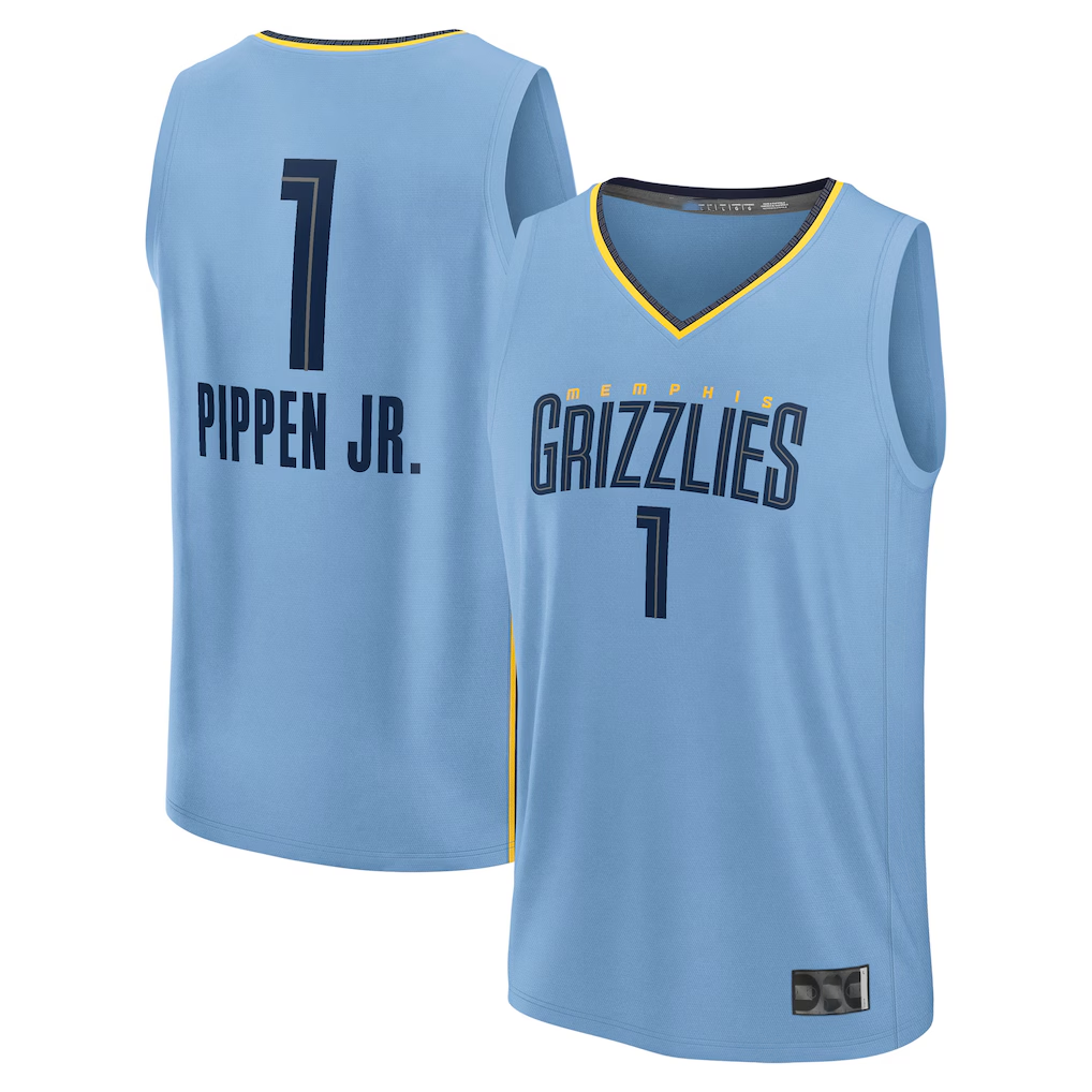 Elroe M.Grizzlies #1 Scotty Pippen Jr. Light Blue Fast Break Replica Player Stitched Jerseys- Statement Edition