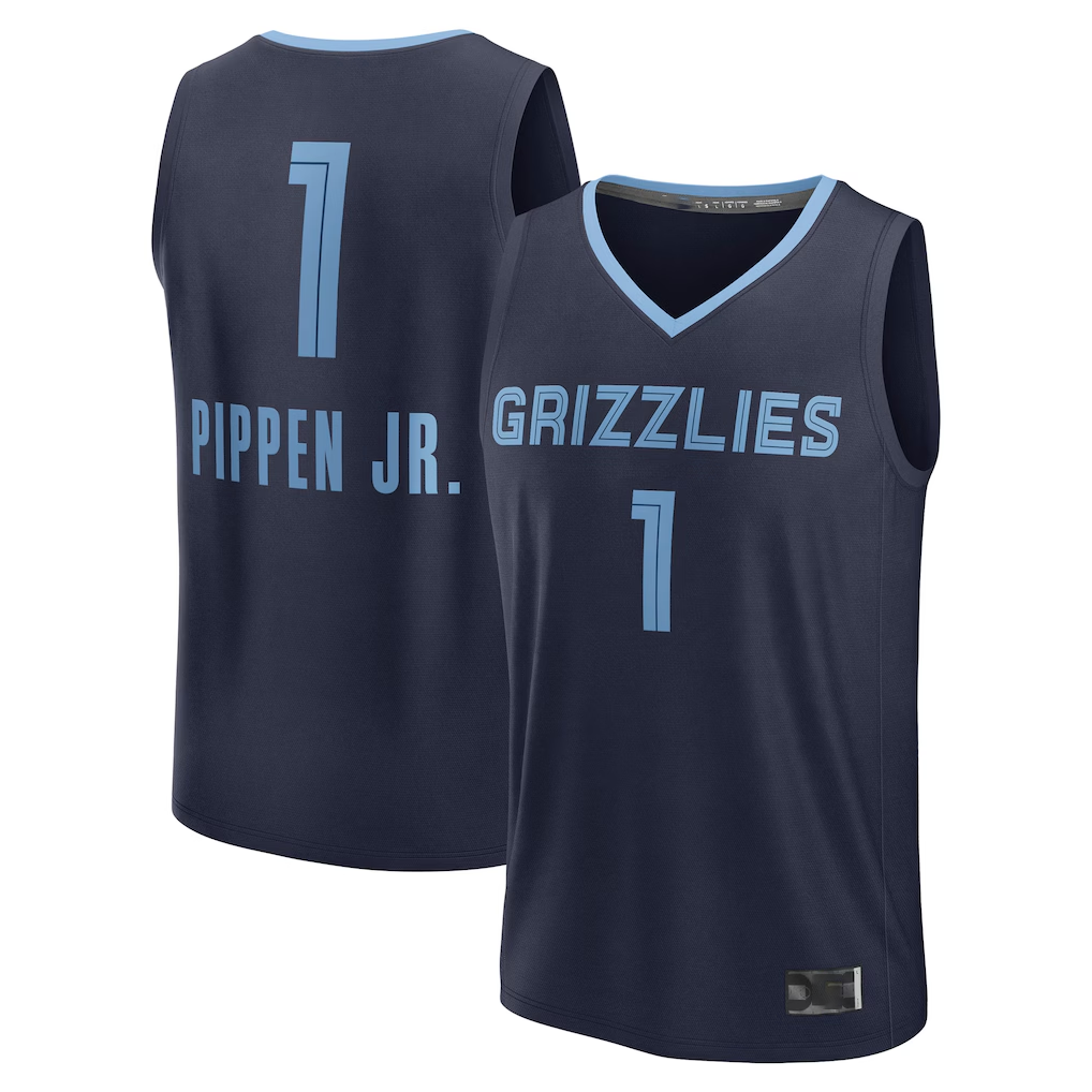 Elroe M.Grizzlies #1 Scotty Pippen Jr. Navy Fast Break Replica Player Stitched Jerseys- Icon Edition