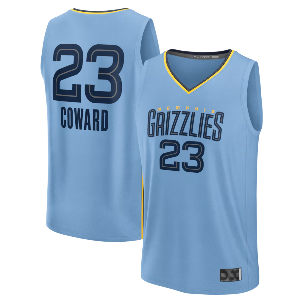 Elroe M.Grizzlies #23 Cedric Coward Light Blue Fast Break Replica Player Stitched Jerseys- Statement Edition