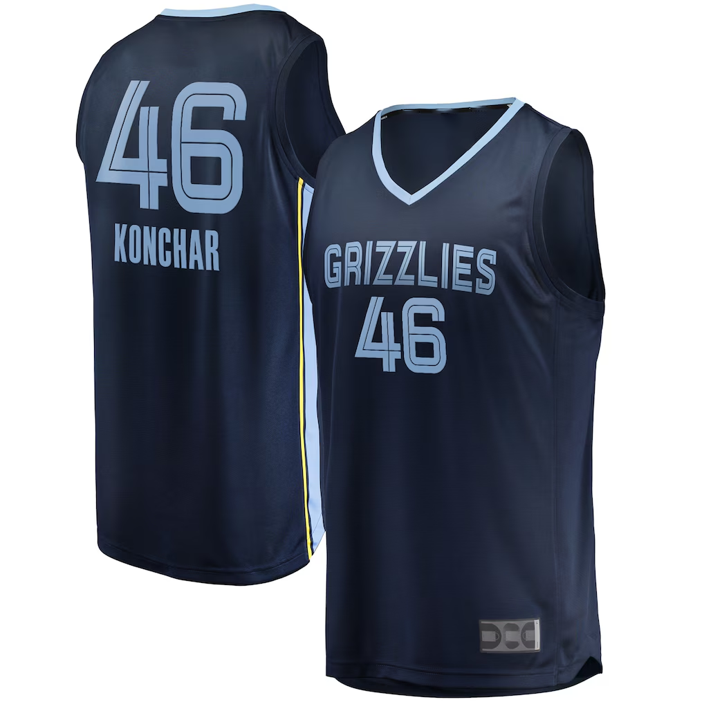 Elroe M.Grizzlies #46 John Konchar Navy Fast Break Replica Stitched Jerseys- Icon Edition