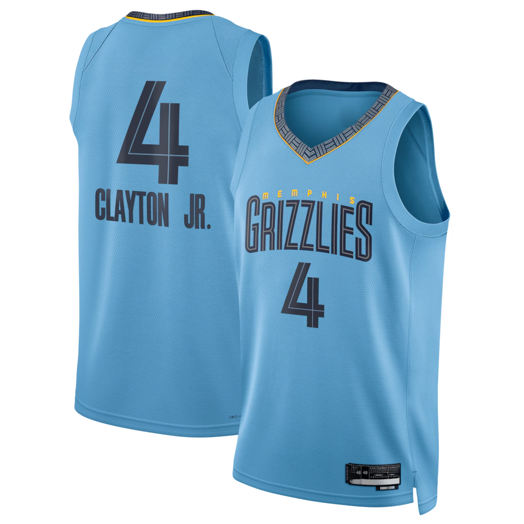 Elroe M.Grizzlies #4 Walter Clayton Jr. Light Blue Swingman Stitched Jerseys- Statement Edition
