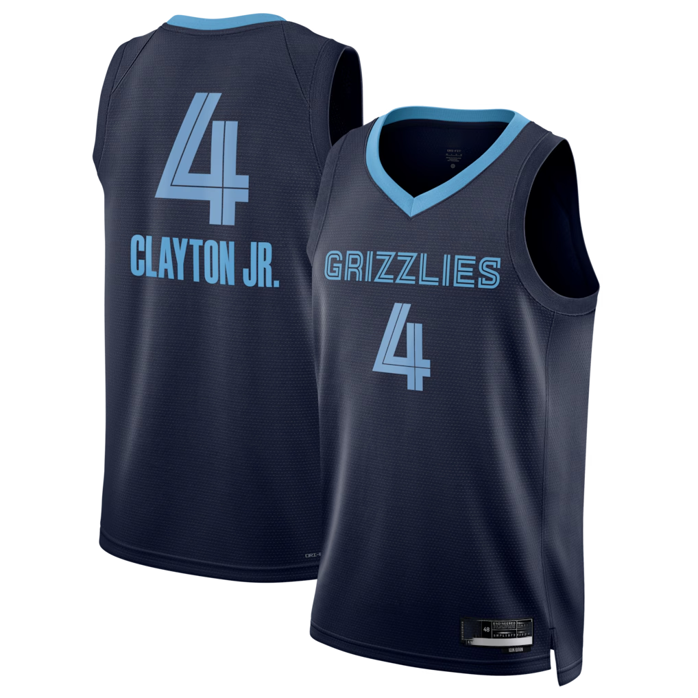 Elroe M.Grizzlies #4 Walter Clayton Jr. Navy Swingman Stitched Jerseys- Icon Edition