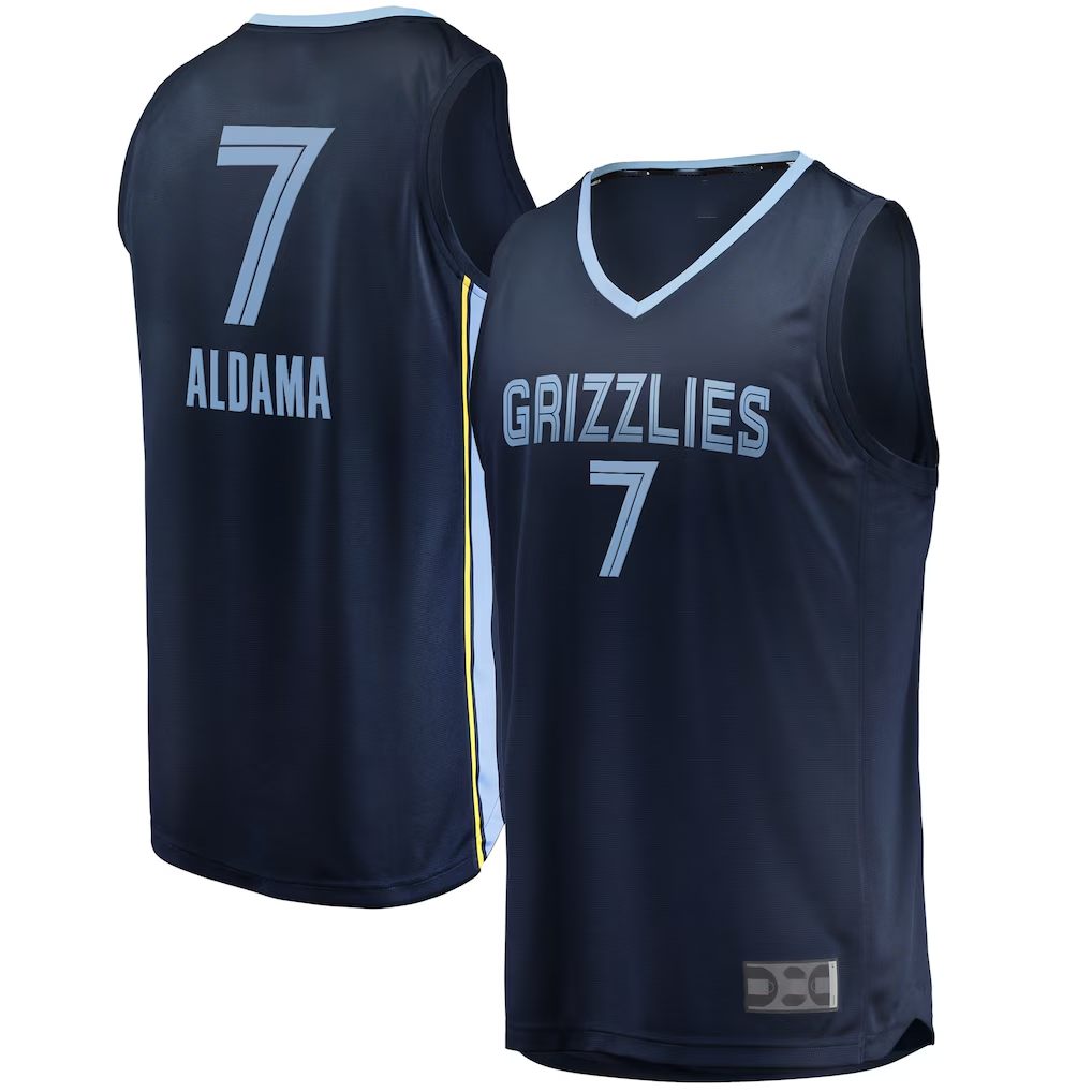 Elroe M.Grizzlies #7 Santi Aldama Navy Fast Break Replica Stitched Jerseys- Icon Edition