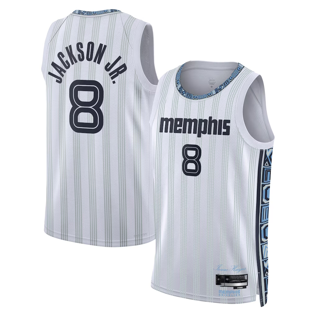 Elroe M.Grizzlies #8 Jaren Jackson Jr. White 2025-2026 Swingman Stitched Jerseys- City Edition