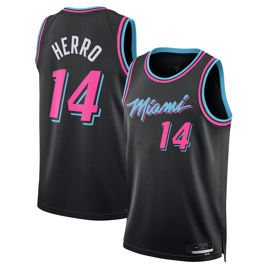 Elroe M.Heat #14 Tyler Herro Black 2025-2026 Swingman Jerseys - City Edition