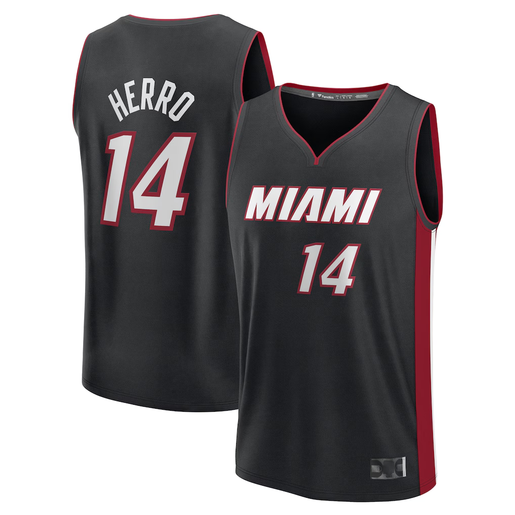 Elroe M.Heat #14 Tyler Herro Black Fast Break Replica Player Jerseys - Icon Edition